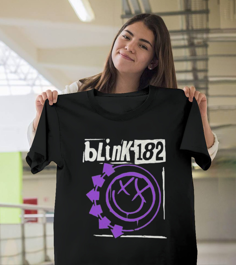Blink-182 Edging Smiley Logo With Purple Arrows T-Shirt