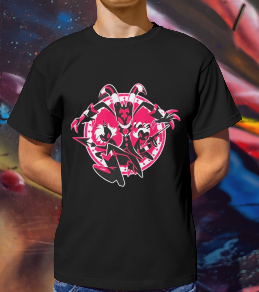 Helluva Boss IMP Characters Circle Pink And Black T-Shirt
