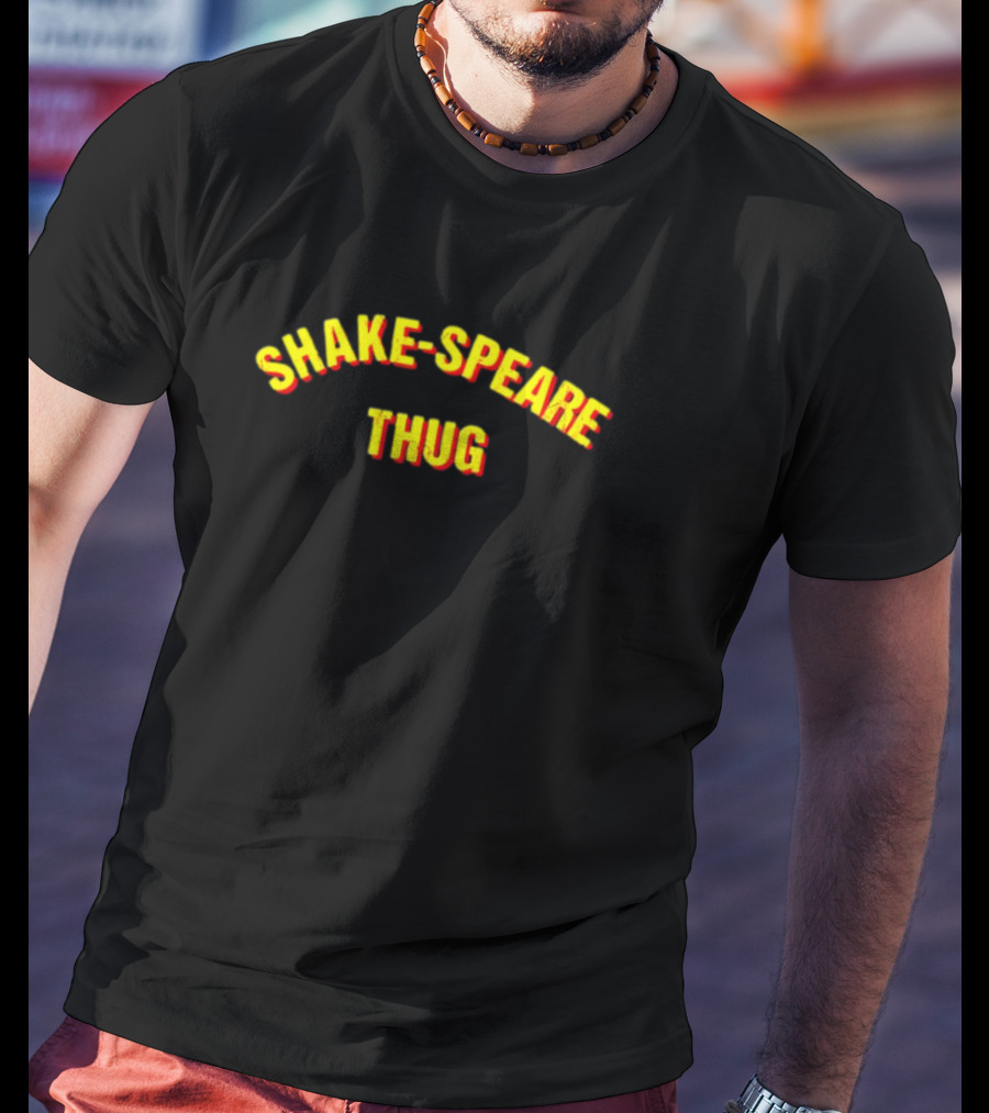 SHAKE-SPEARE THUG Typography Bold Yellow T-Shirt
