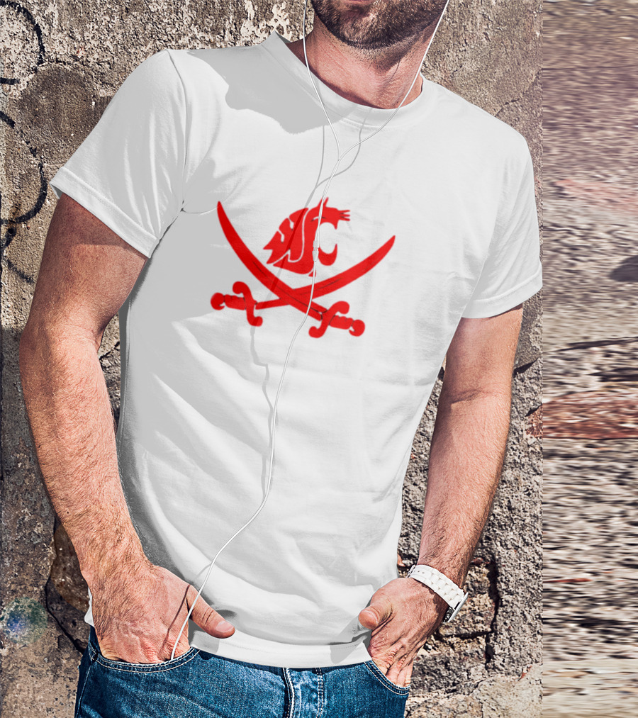 WSU Pirate Swing Your Sword Cougar Logo Crossed Sabers T-Shirt