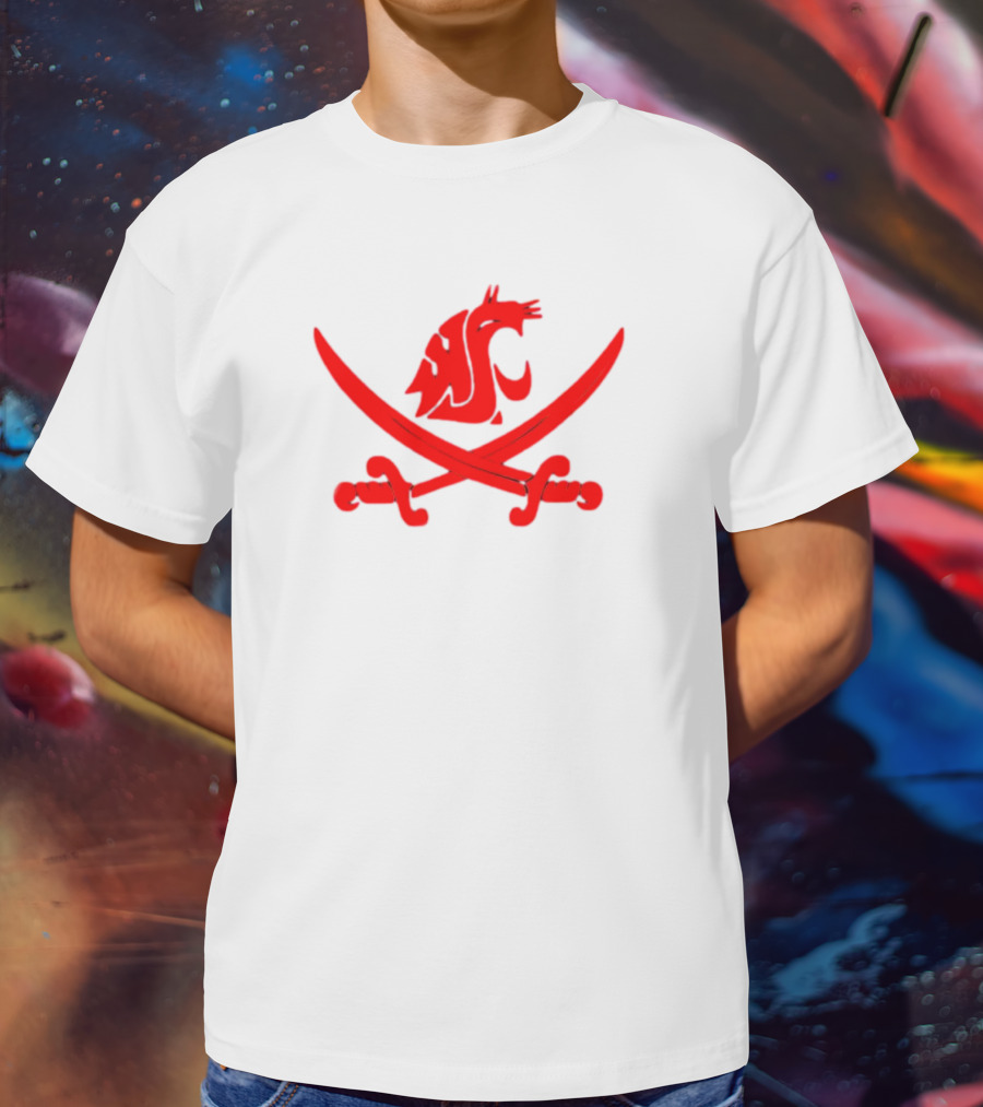 WSU Pirate Swing Your Sword Cougar Logo Crossed Sabers T-Shirt