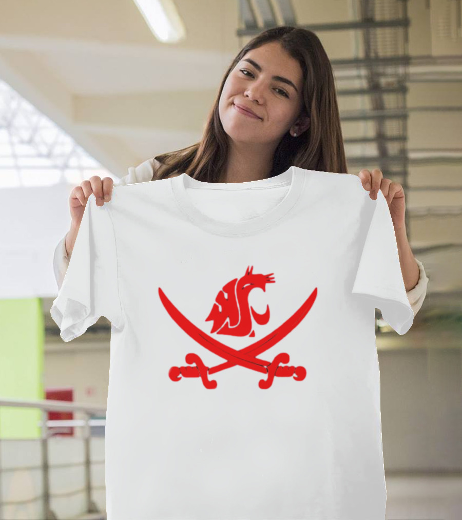 WSU Pirate Swing Your Sword Cougar Logo Crossed Sabers T-Shirt