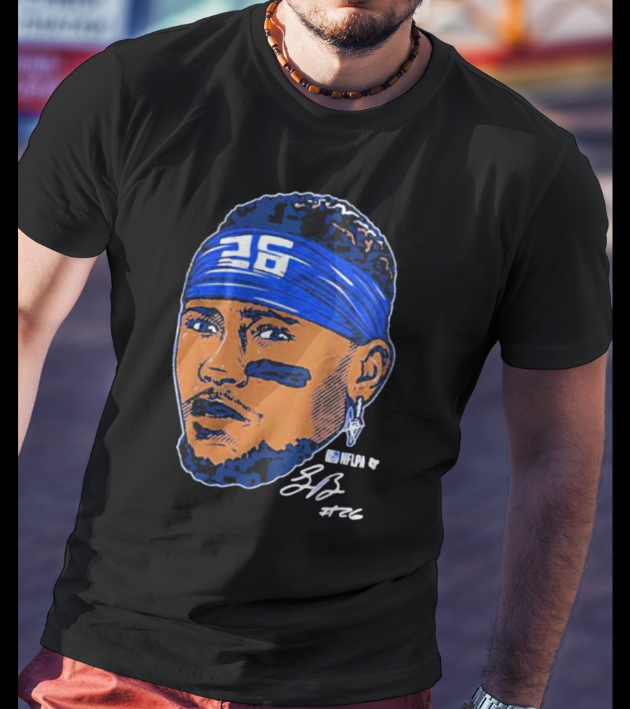 Saquon Barkley 26 NFLPA Swag Head Signature T-Shirt