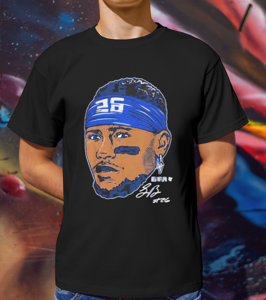 Saquon Barkley 26 NFLPA Swag Head Signature T-Shirt