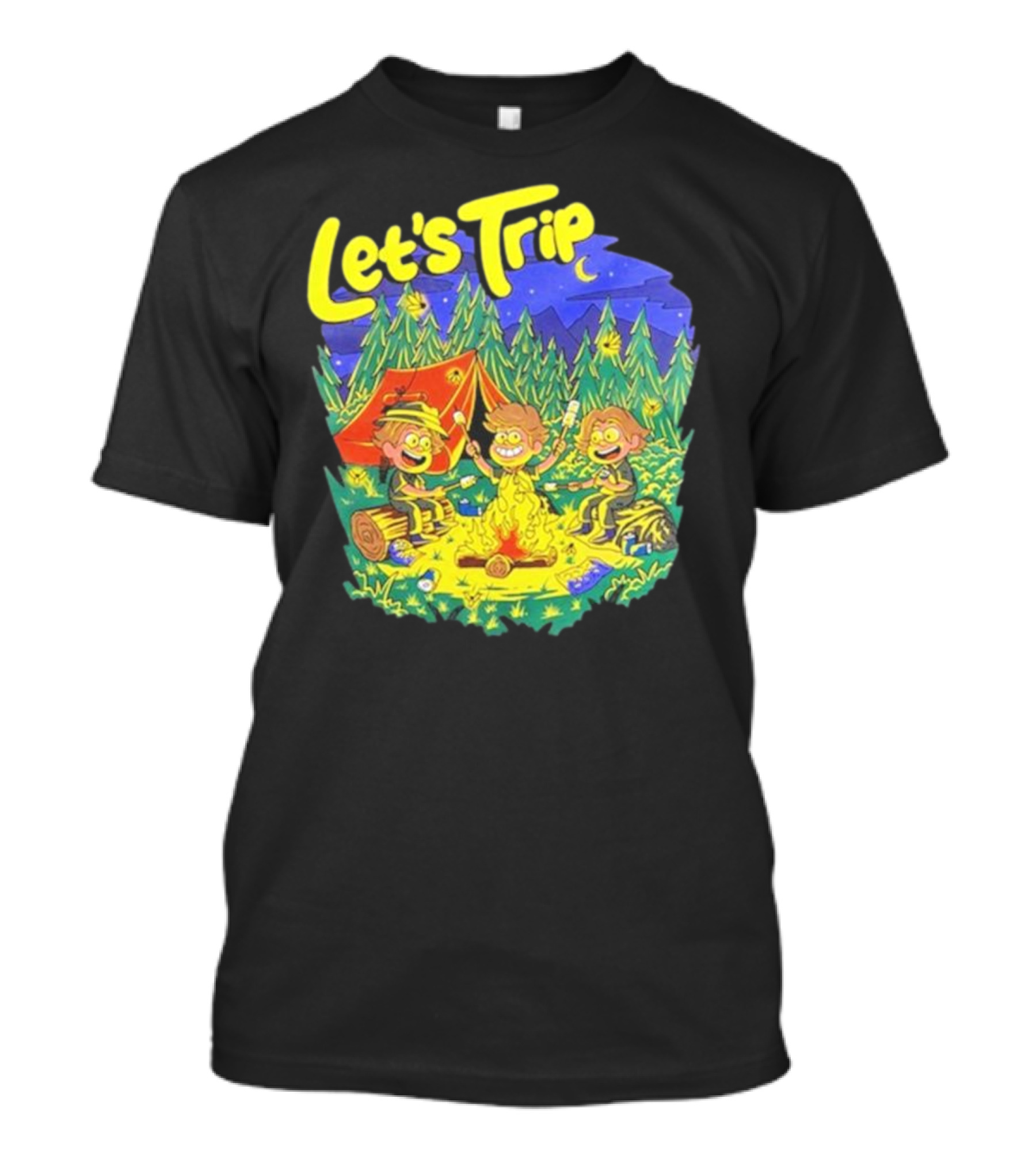 Let's Trip Campfire Adventure Sturnioloclothing Forest Night Camping T-Shirt