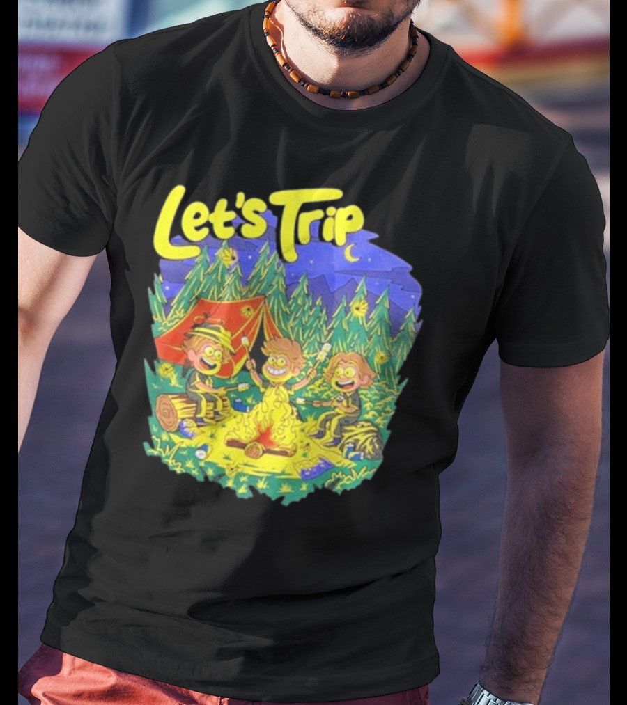 Let's Trip Campfire Adventure Sturnioloclothing Forest Night Camping T-Shirt