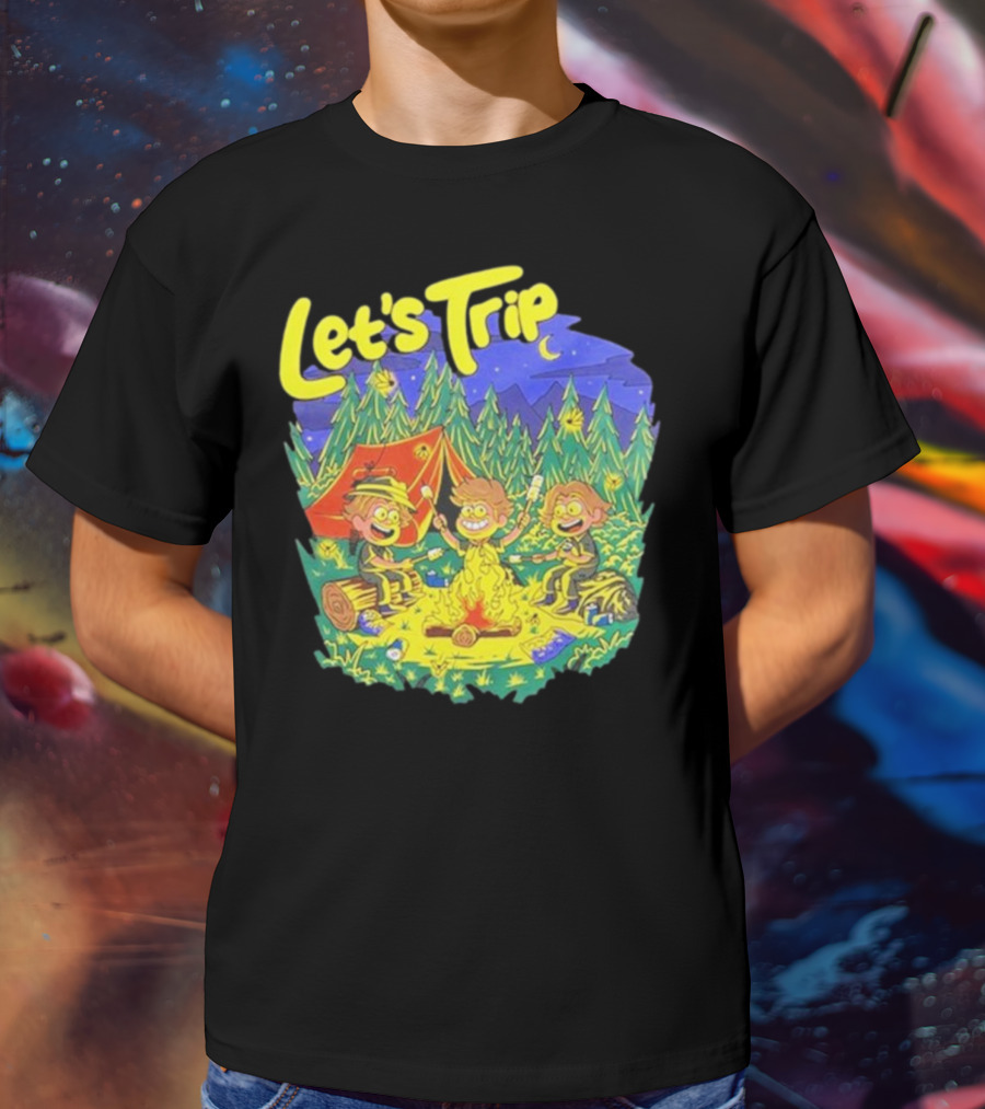 Let's Trip Campfire Adventure Sturnioloclothing Forest Night Camping T-Shirt