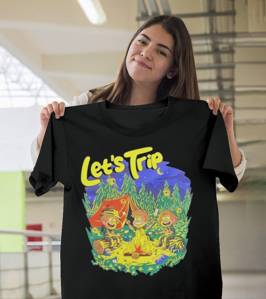 Let's Trip Campfire Adventure Sturnioloclothing Forest Night Camping T-Shirt