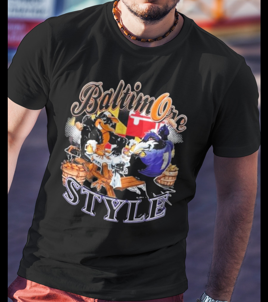 Baltimore Style Ravens Crab Feast Maryland Flag Ravens Football T-Shirt