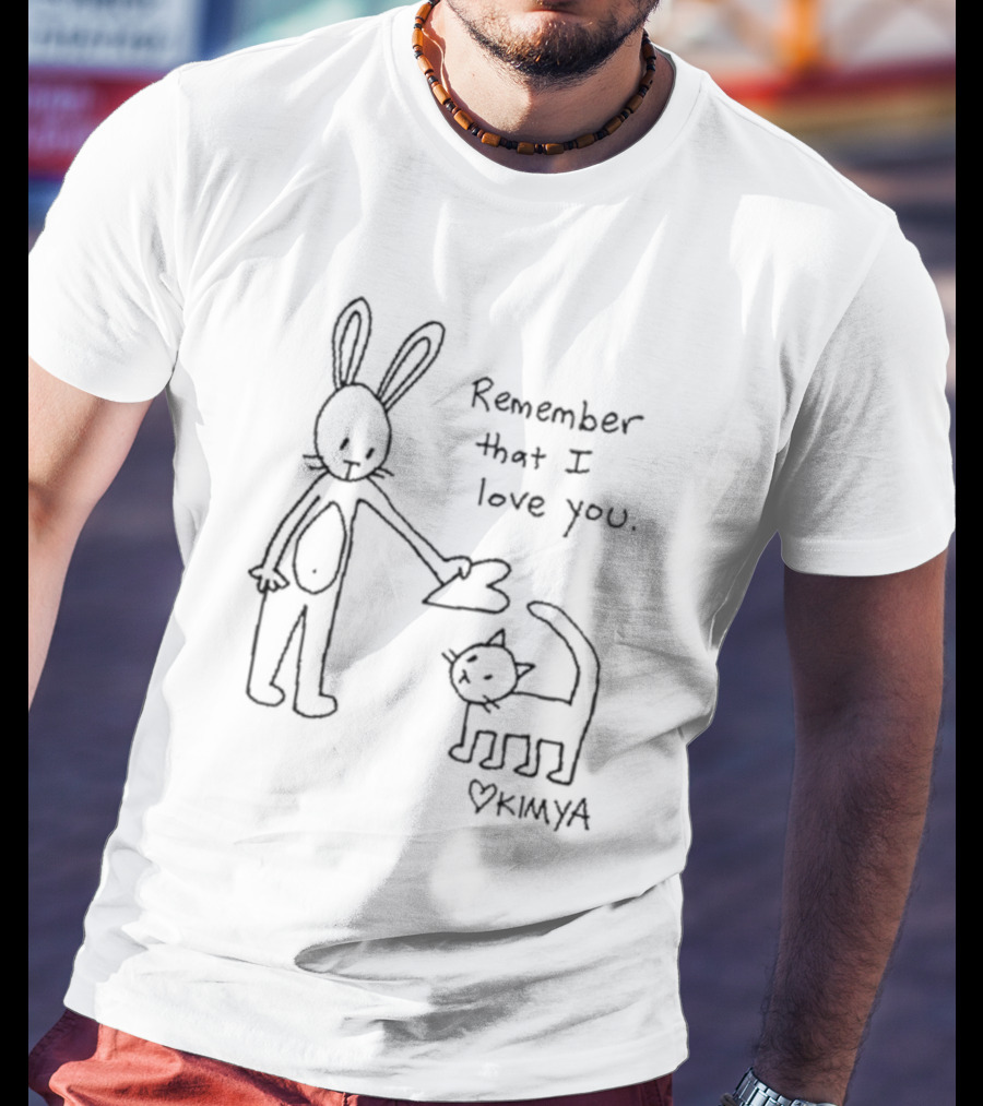 Remember That I Love You Kimya Dawson Bunny Cat Heart Drawing T-Shirt