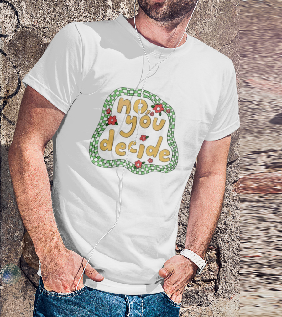 No You Decide Floral Pattern With Red Flowers And Green Border T-Shirt