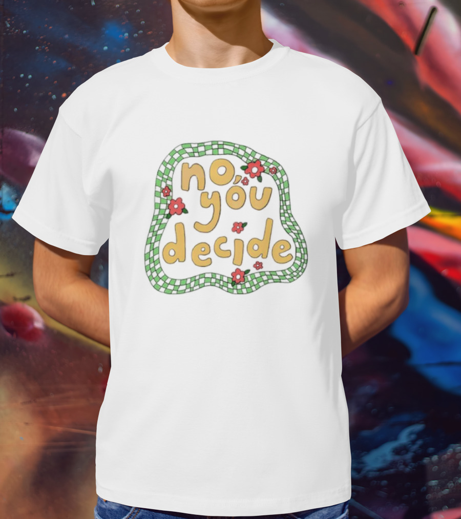 No You Decide Floral Pattern With Red Flowers And Green Border T-Shirt