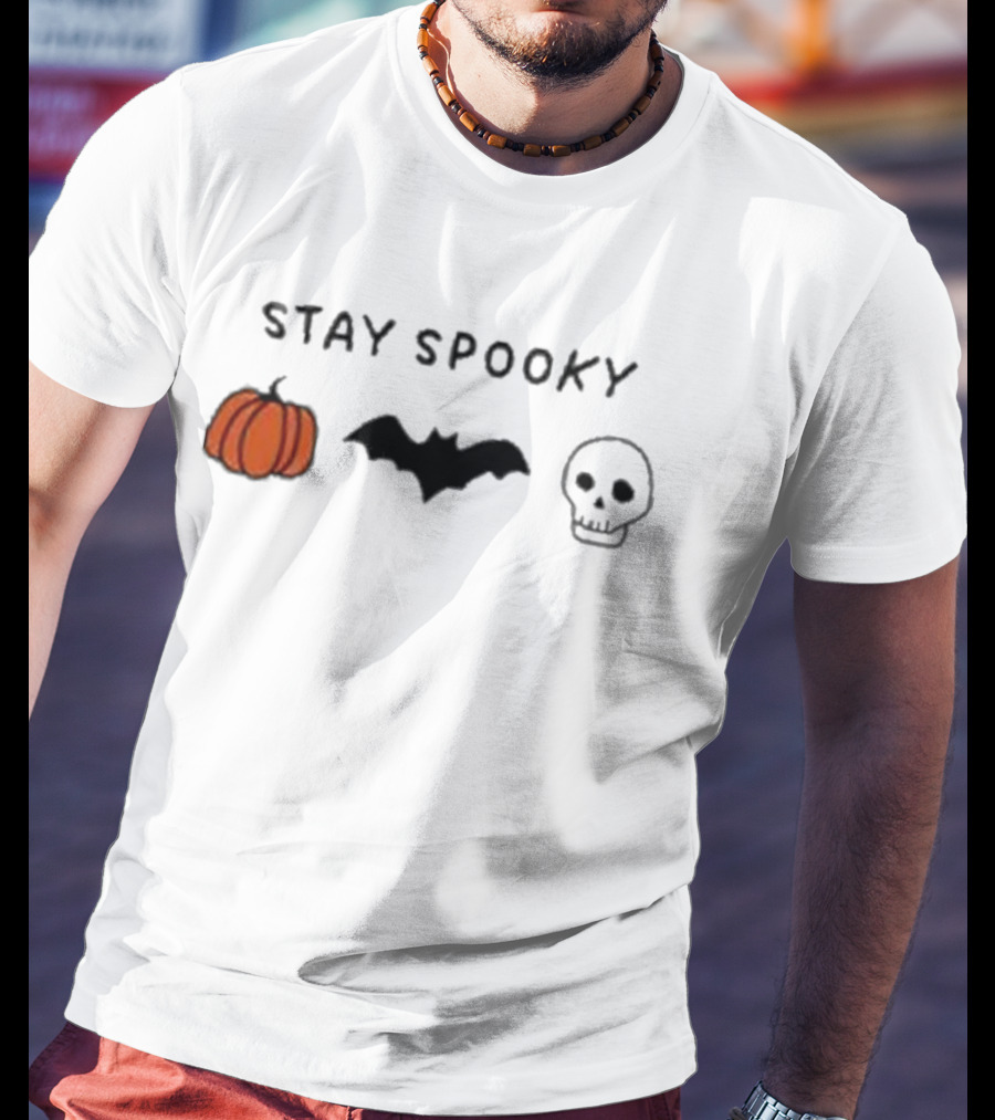 Stay Spooky Pumpkin Bat Skull Halloween T-Shirt