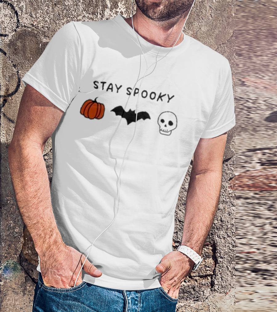 Stay Spooky Pumpkin Bat Skull Halloween T-Shirt