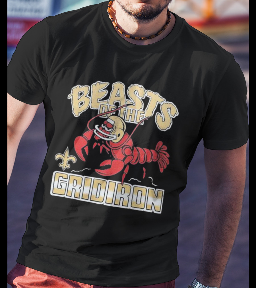 New Orleans Saints Beasts Of The Gridiron Fleur-de-Lis Lobster T-Shirt