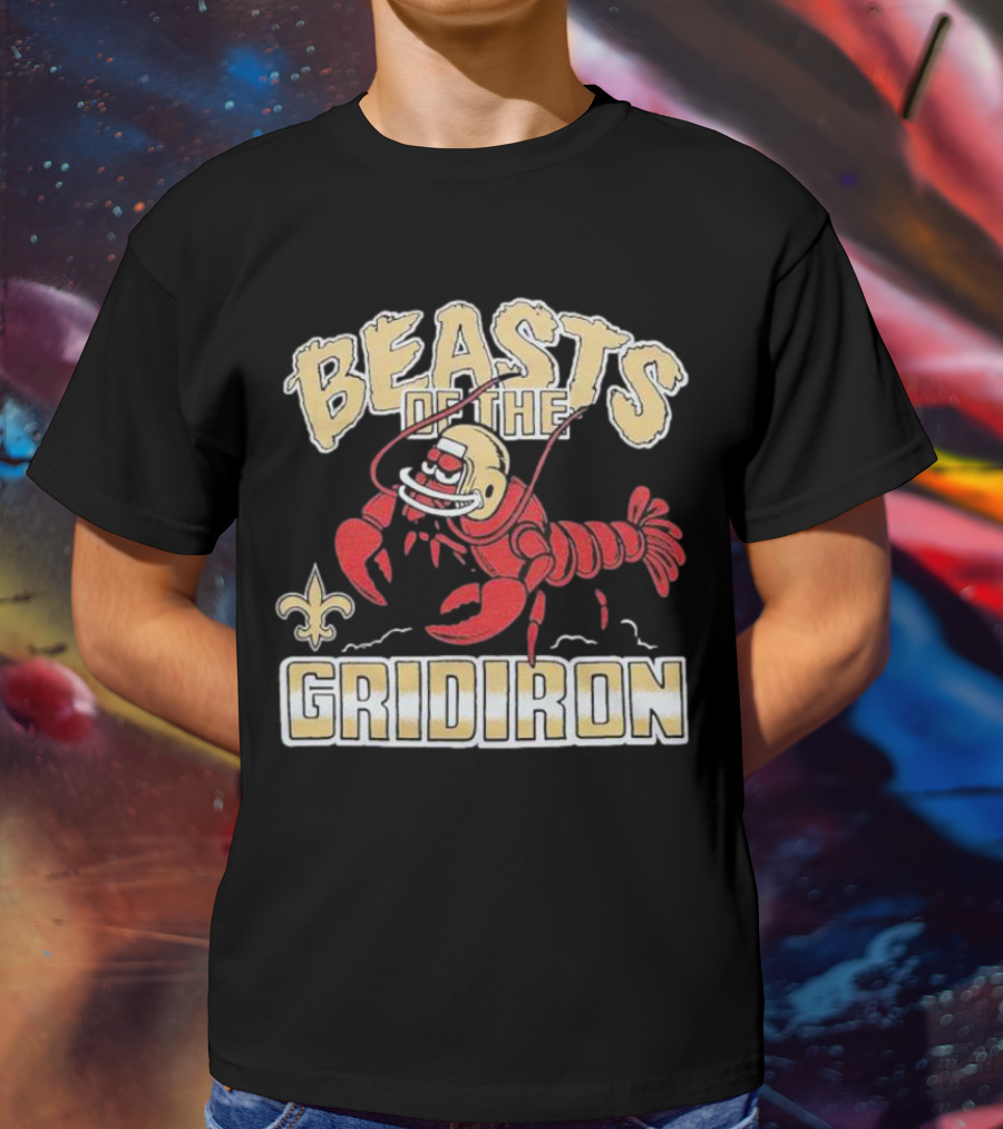 New Orleans Saints Beasts Of The Gridiron Fleur-de-Lis Lobster T-Shirt