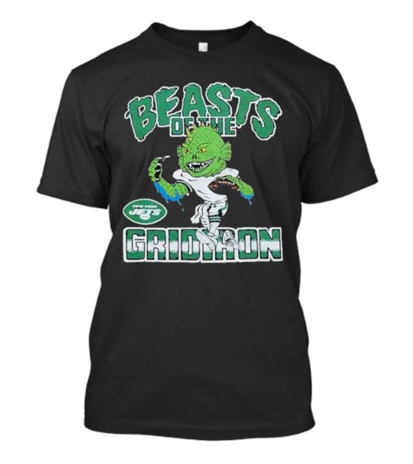 New York Jets Beasts Of The Gridiron Monster Holding Football T-Shirt