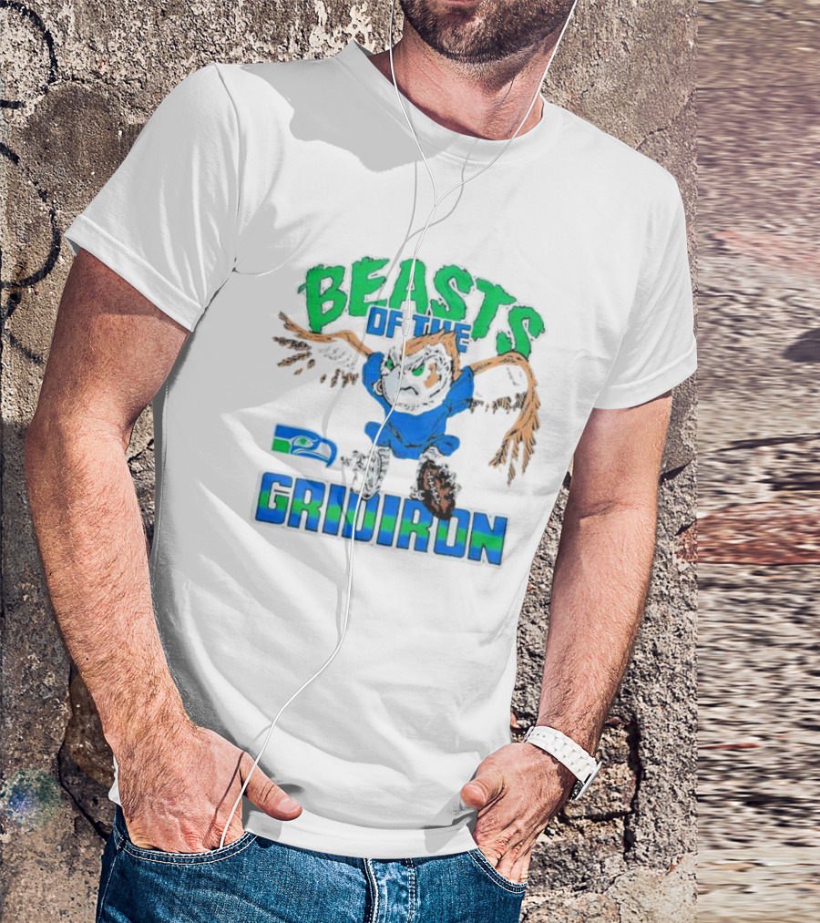 Beasts Of The Gridiron Seattle Seahawks Fierce Mascot Football T-Shirt