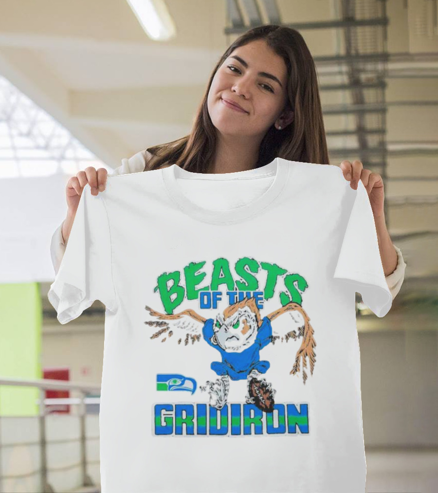 Beasts Of The Gridiron Seattle Seahawks Fierce Mascot Football T-Shirt