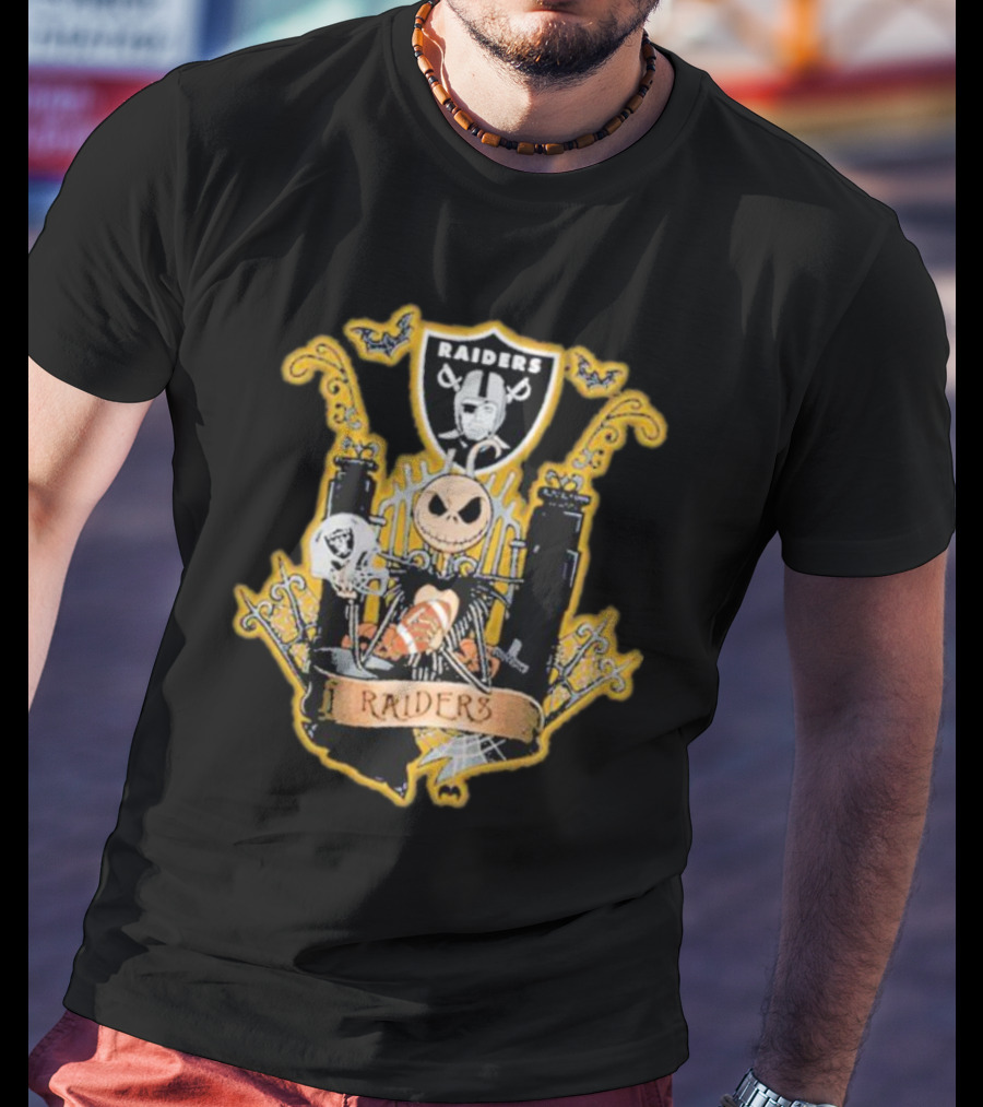 Las Vegas Raiders Jack Skellington Halloween Fan Crest T-Shirt