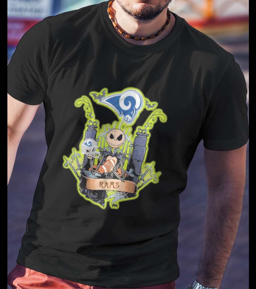 Jack Skellington Los Angeles Rams Halloween Fan Fantasy T-Shirt