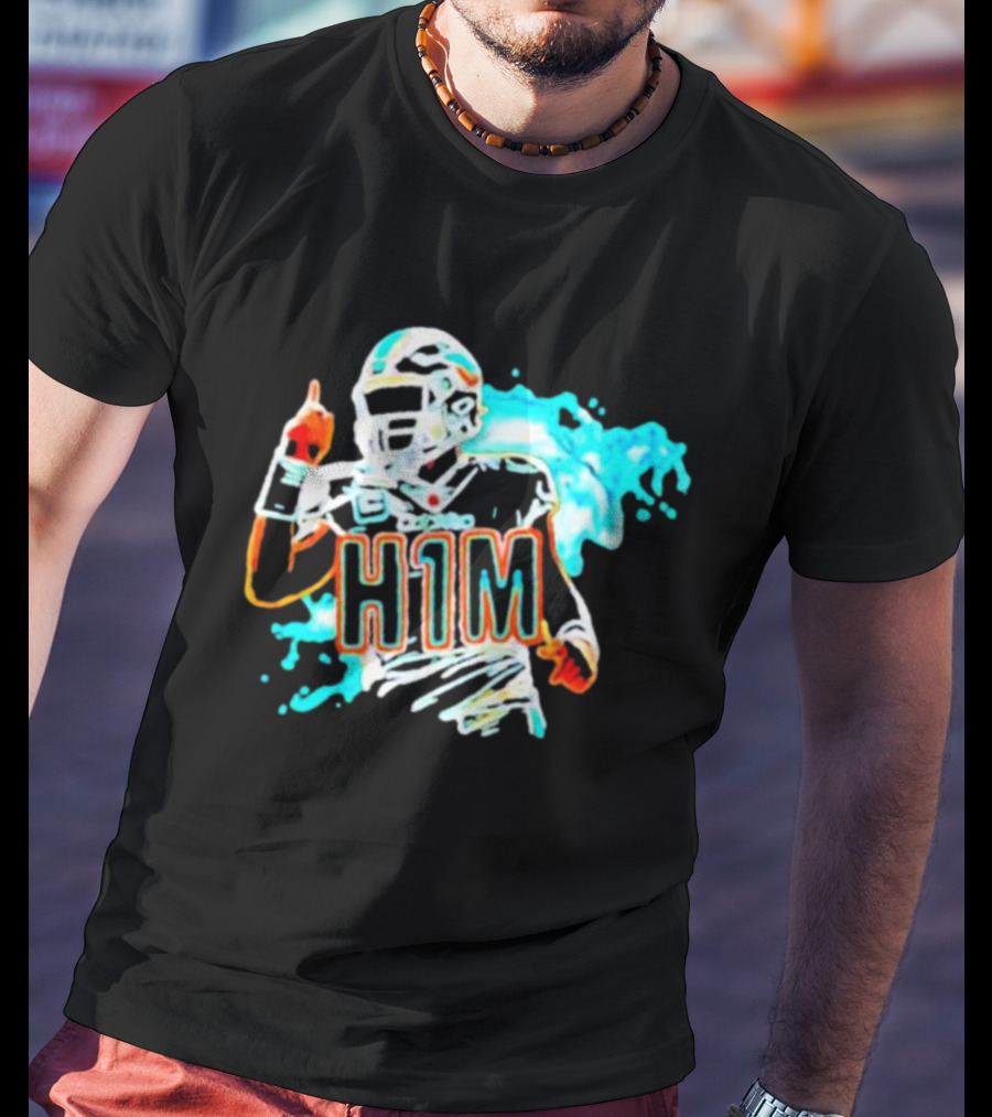 Miami Dolphins H1M Paint Football Player Splash T-Shirt