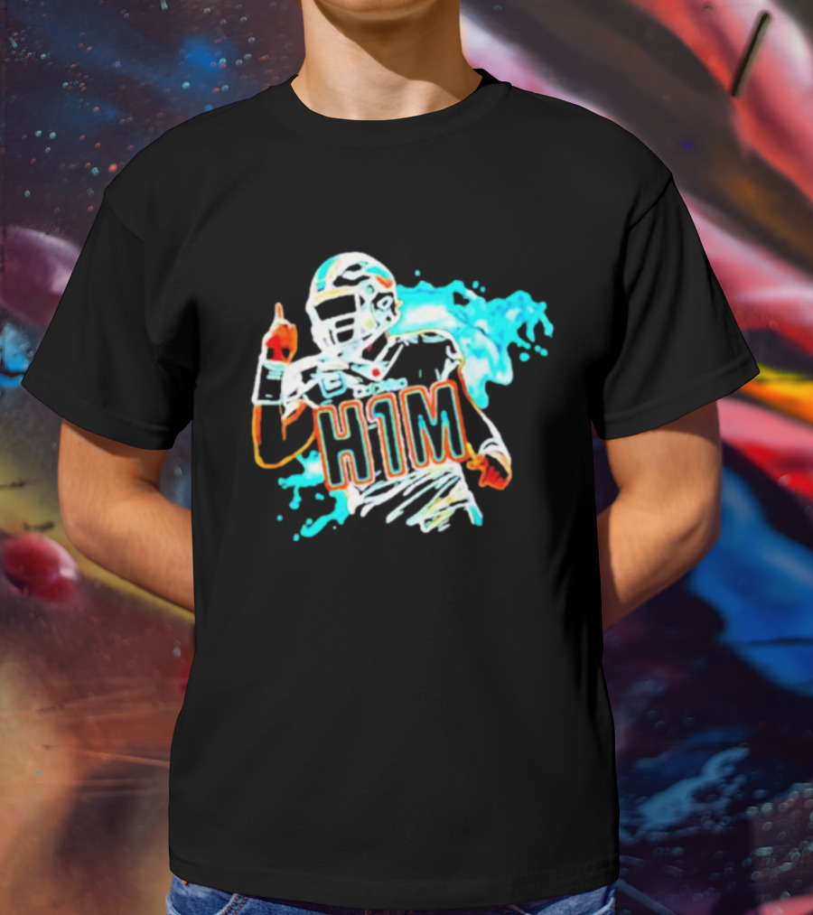 Miami Dolphins H1M Paint Football Player Splash T-Shirt