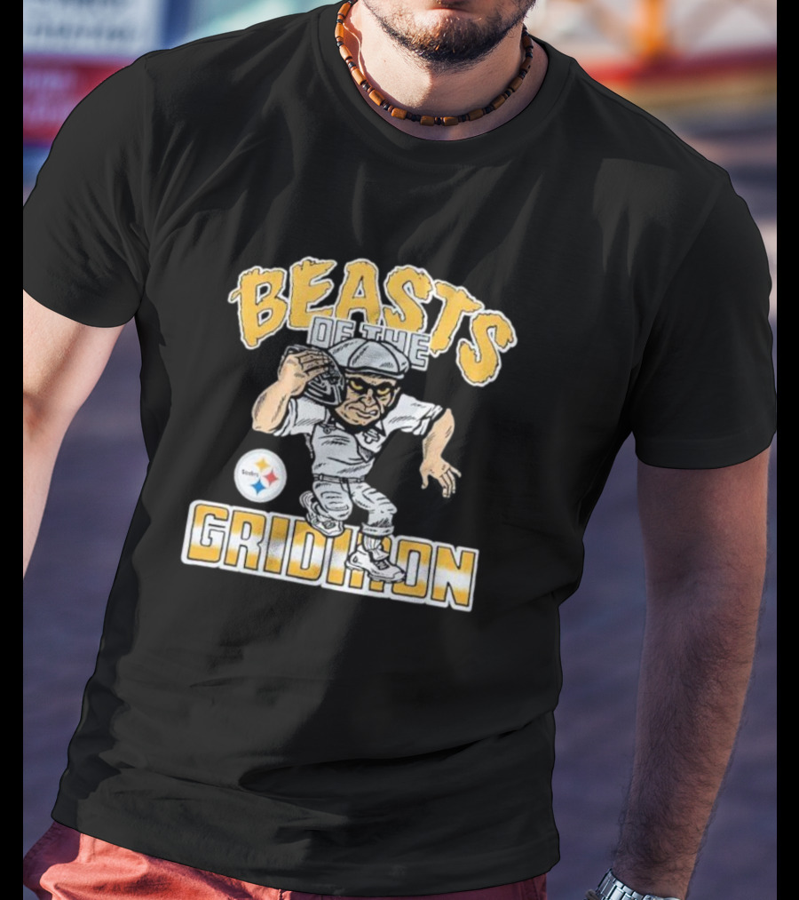 Pittsburgh Steelers Beasts Of The Gridiron Football Player With Helmet And Ball T-Shirt