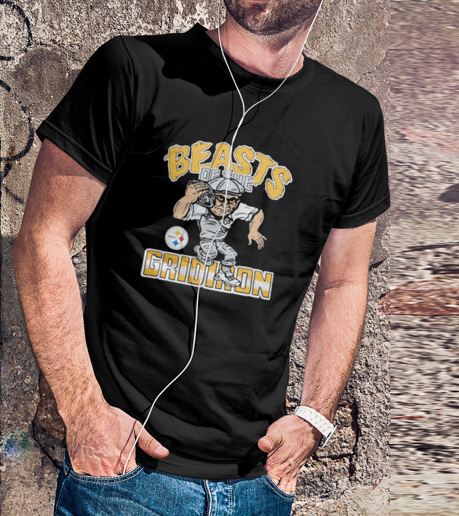 Pittsburgh Steelers Beasts Of The Gridiron Football Player With Helmet And Ball T-Shirt