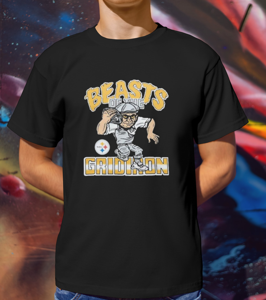 Pittsburgh Steelers Beasts Of The Gridiron Football Player With Helmet And Ball T-Shirt