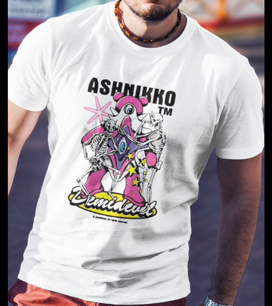 ASHNIKKO Demidevil Skeleton Star Pink T-Shirt