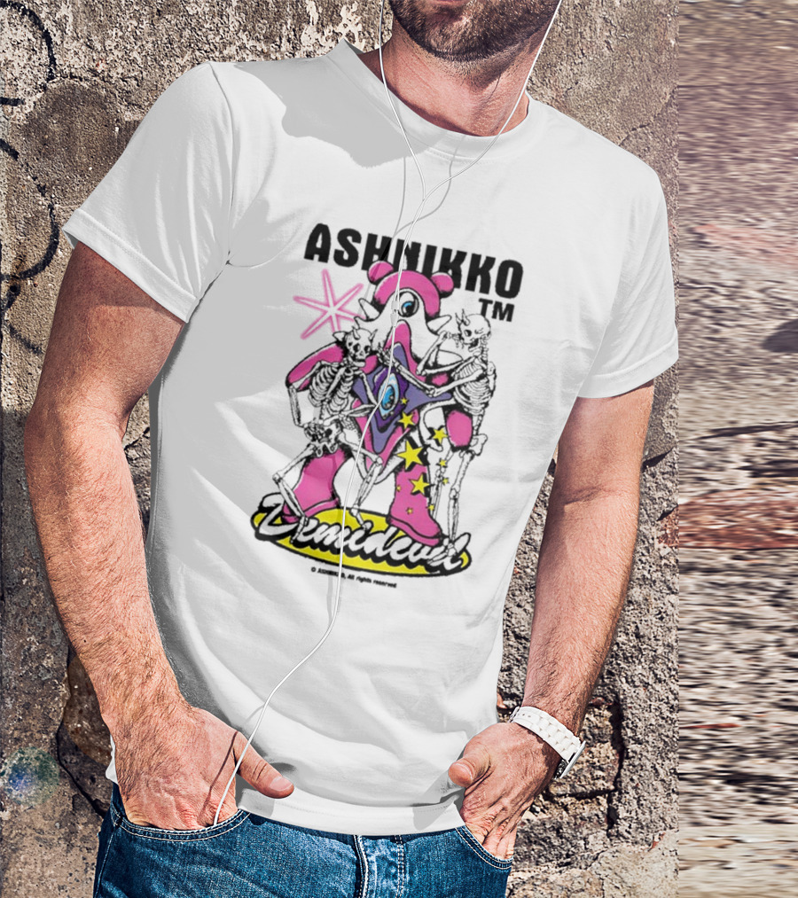 ASHNIKKO Demidevil Skeleton Star Pink T-Shirt