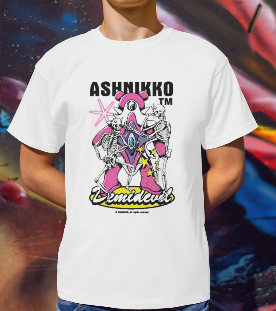 ASHNIKKO Demidevil Skeleton Star Pink T-Shirt