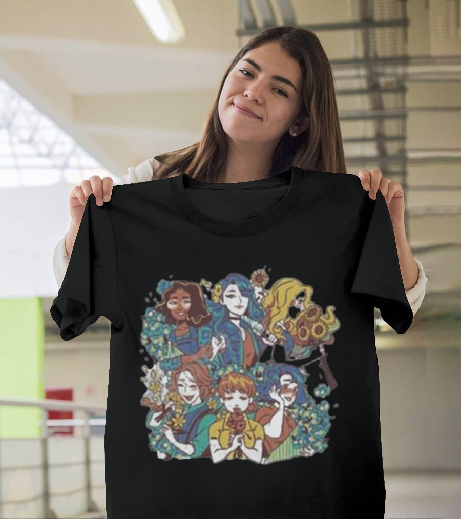Bachelorette Bouquet Group Floral Characters T-Shirt