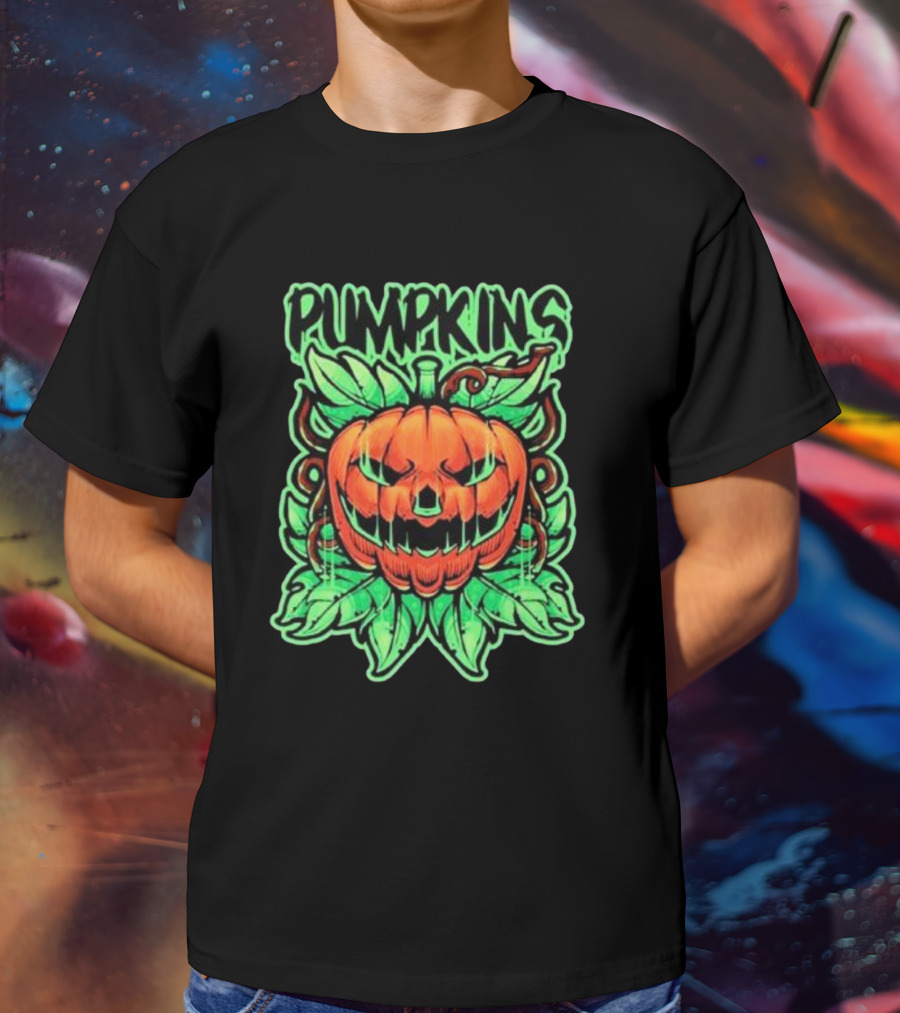 Pumpkins Horror Halloween Jack-o'-Lantern With Creepy Vines T-Shirt