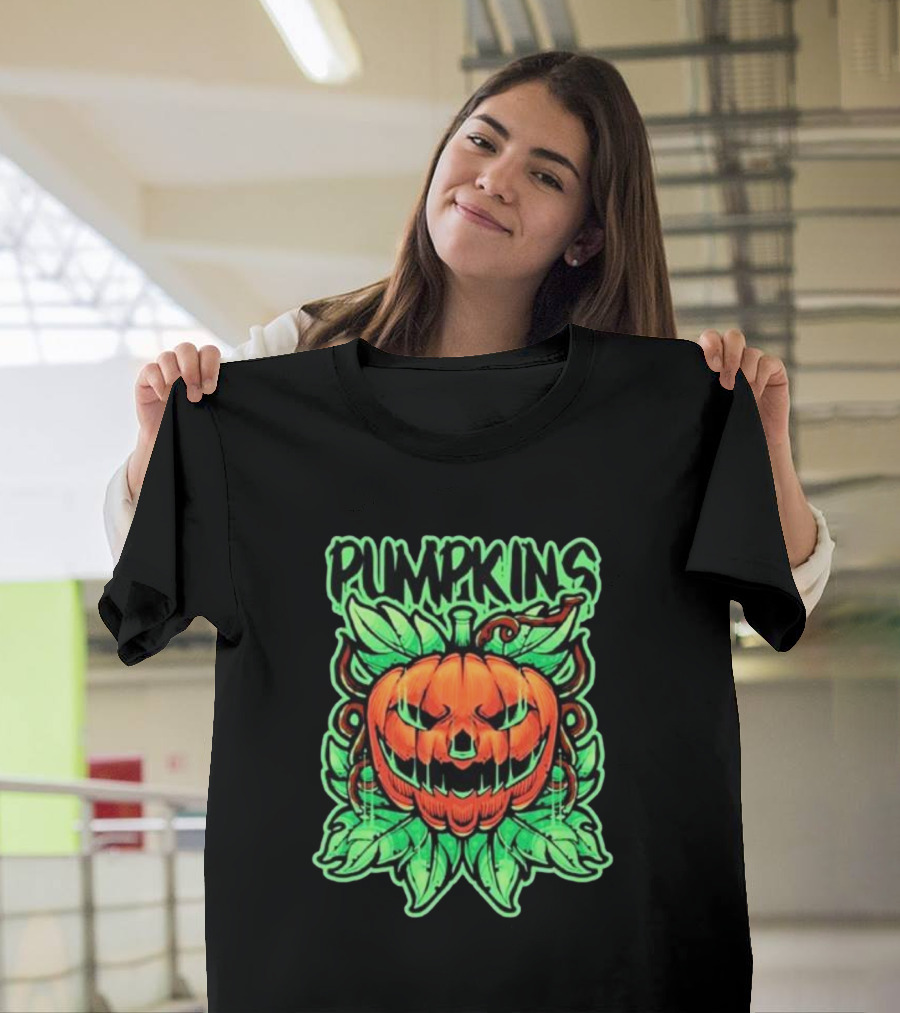 Pumpkins Horror Halloween Jack-o'-Lantern With Creepy Vines T-Shirt
