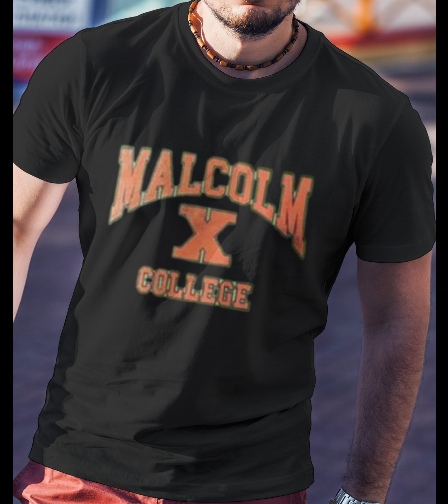 Malcolm X College Vintage Style Red Lettering T-Shirt