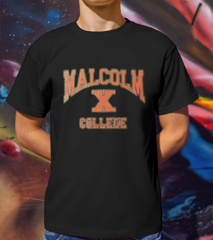 Malcolm X College Vintage Style Red Lettering T-Shirt