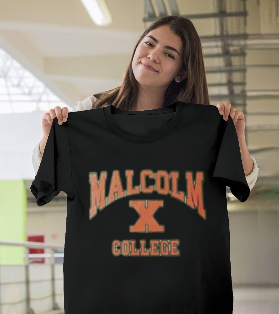 Malcolm X College Vintage Style Red Lettering T-Shirt