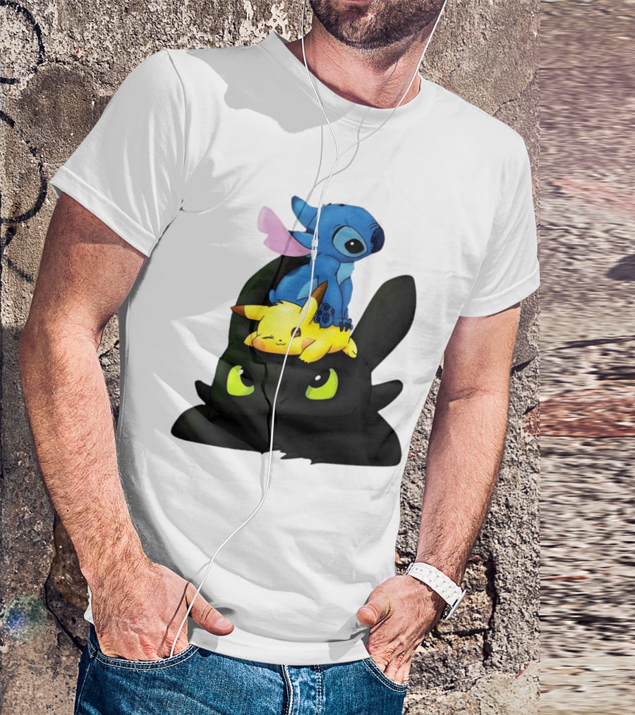 Stitch Pikachu Toothless Crossover T-Shirt