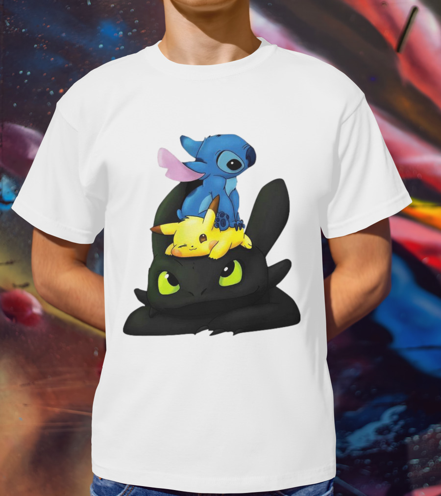 Stitch Pikachu Toothless Crossover T-Shirt