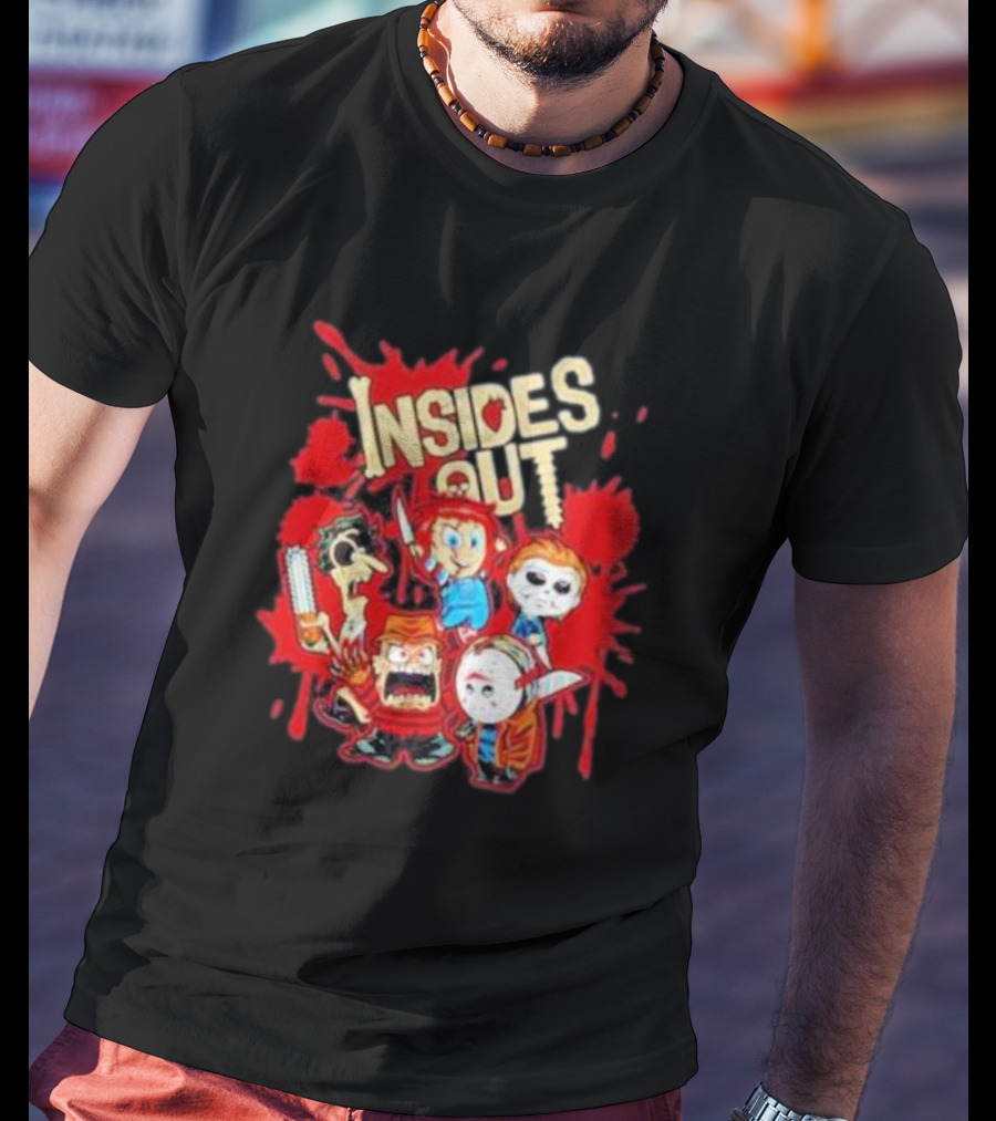 Insides Out Chibi Horror Movie Characters Bloody Halloween T-Shirt