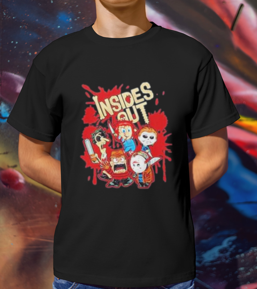 Insides Out Chibi Horror Movie Characters Bloody Halloween T-Shirt