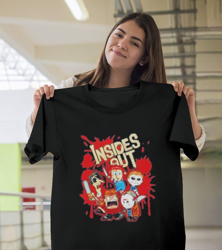Insides Out Chibi Horror Movie Characters Bloody Halloween T-Shirt