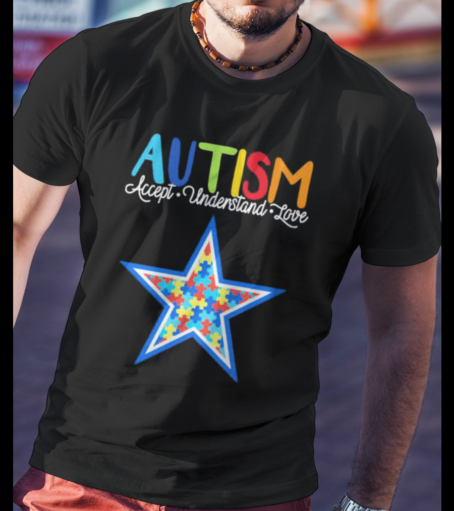 Dallas Cowboys Autism Accept Understand Love Puzzle Star T-Shirt
