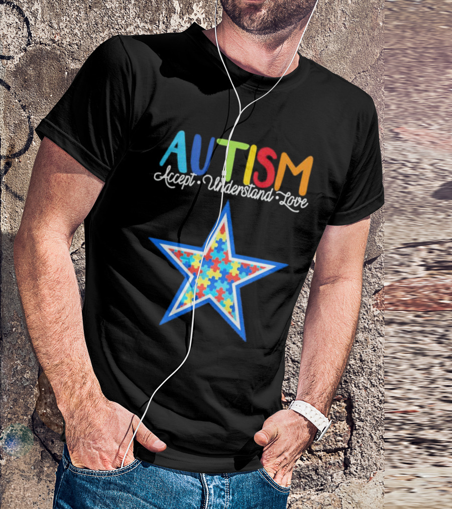 Dallas Cowboys Autism Accept Understand Love Puzzle Star T-Shirt