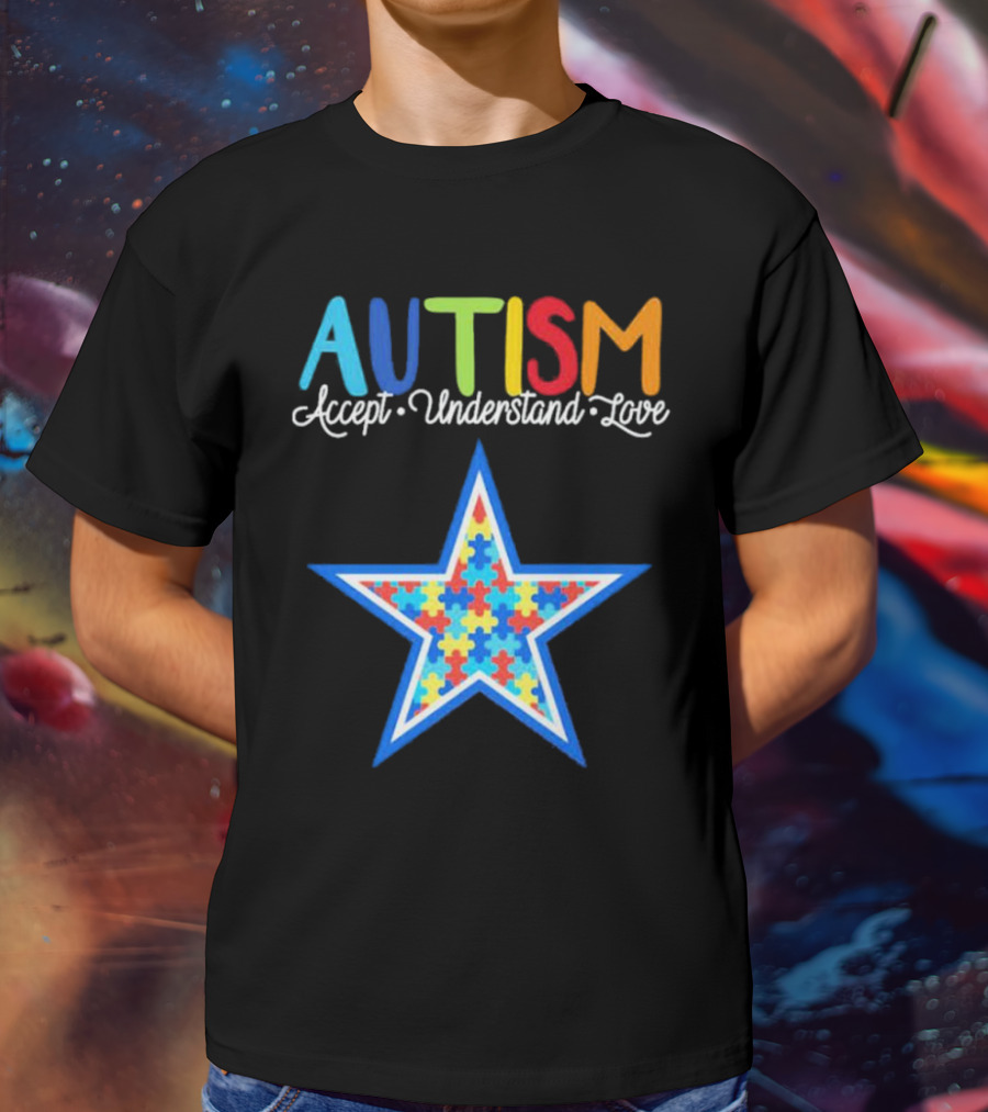 Dallas Cowboys Autism Accept Understand Love Puzzle Star T-Shirt