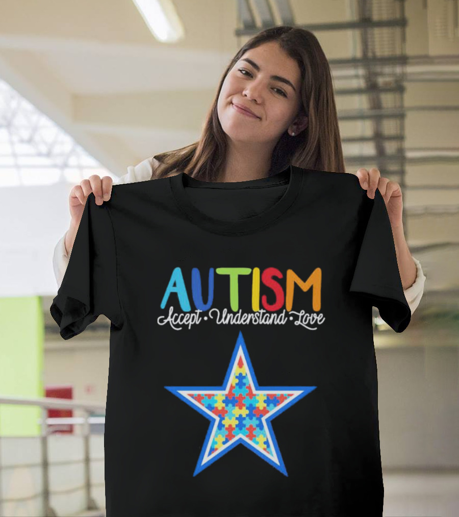 Dallas Cowboys Autism Accept Understand Love Puzzle Star T-Shirt
