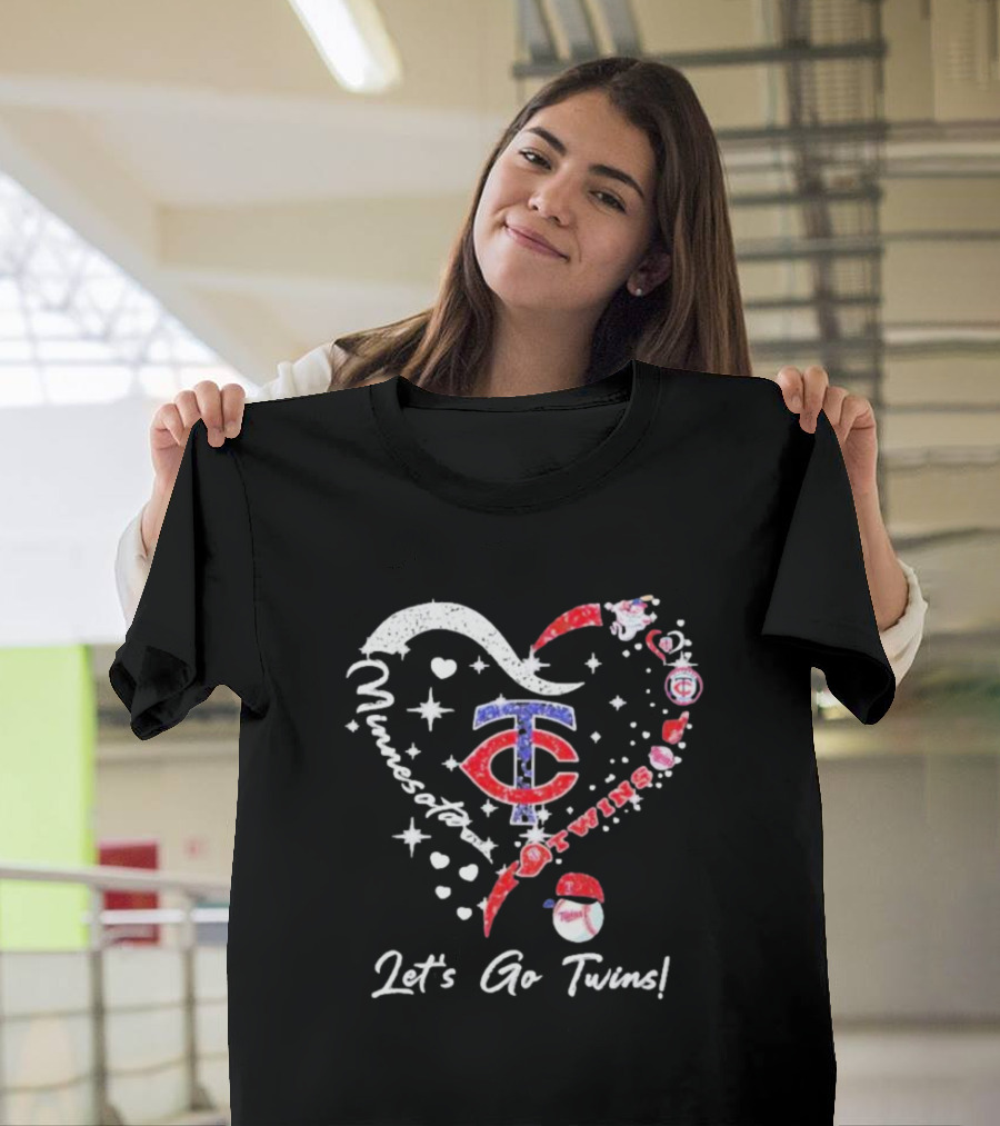 Minnesota Twins Heart Let's Go Twins T-Shirt