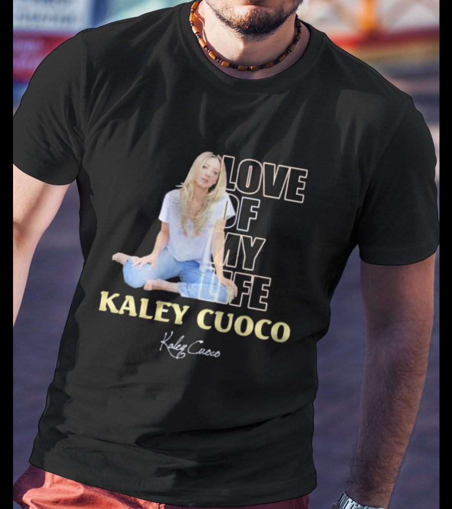 Kaley Cuoco Love Of My Life Sitting Casual Jeans Pose T-Shirt